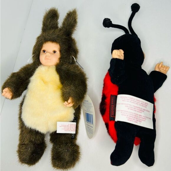 2-Anne Geddes Ladybug & Baby Squirrel Plush Stuffed Dolls 8-9" 1998 1-NWT - Picture 2 of 13